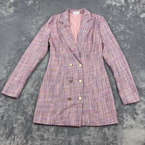 Lovers + Friends Jackson Blazer Dress Pink Tweed Double Breasted Revolve Size S
